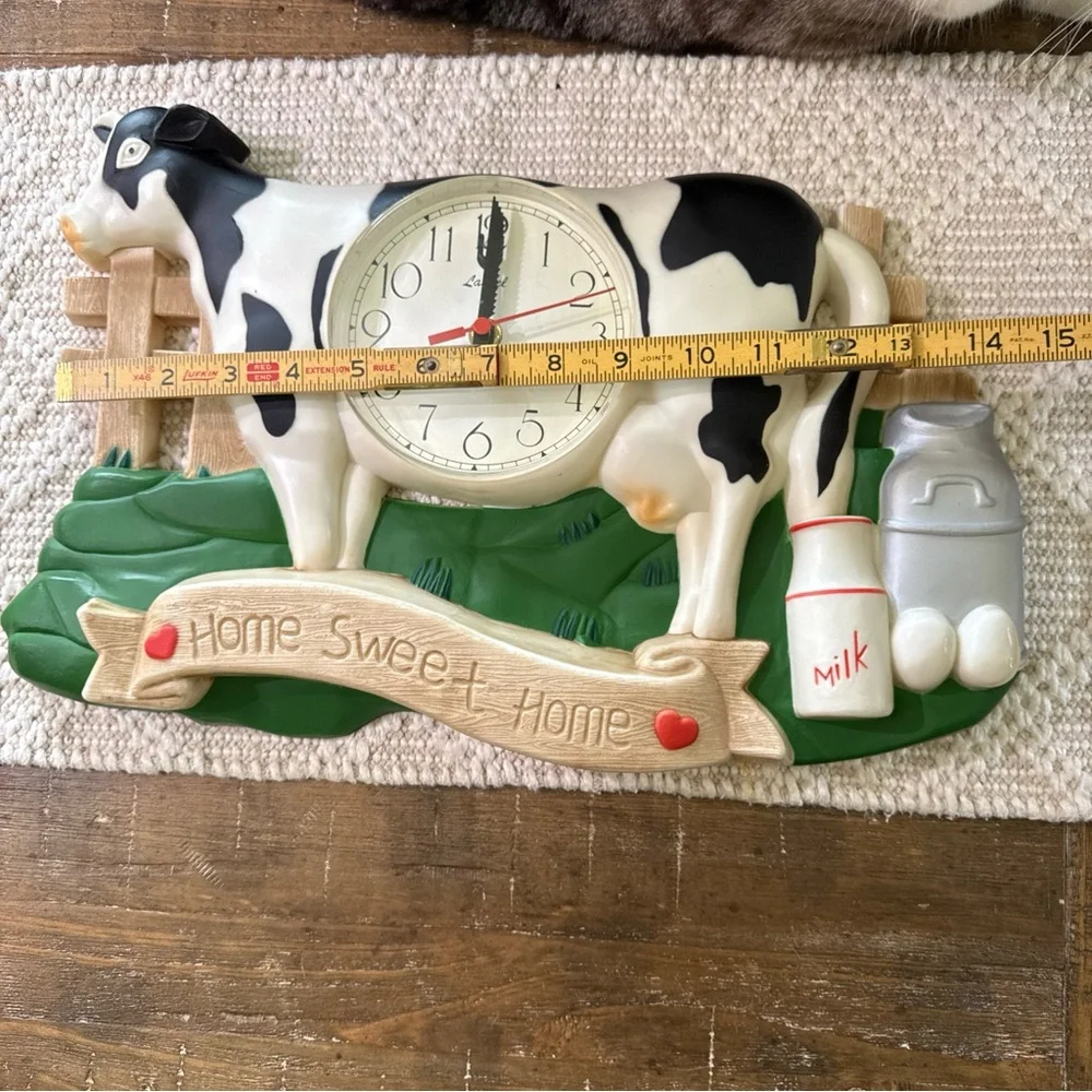 Farmhouse Cow Wall Clock - Black & White Home Sweet Home